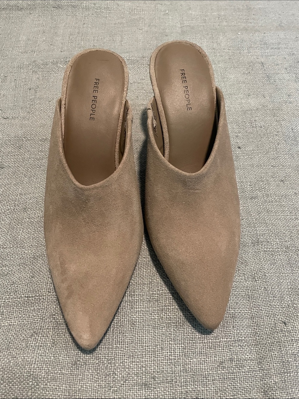 Free People Taupe Suede Pointed Mule Slides